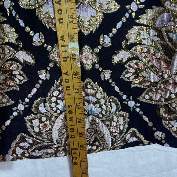 Jay Herbert Black Metallic Lame Brocade Wool Crepe Sheath Mini Dress Size 16 - Picture 10 of 11